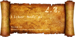 Licker Noémi névjegykártya